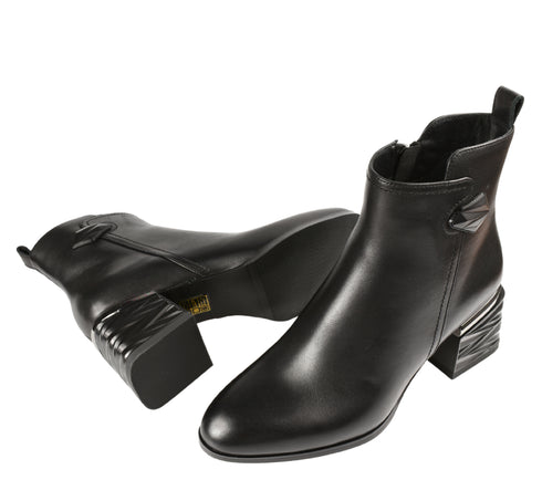 Ghete elegante, dama, EPICA, JY70027 negru, piele naturala, cu toc